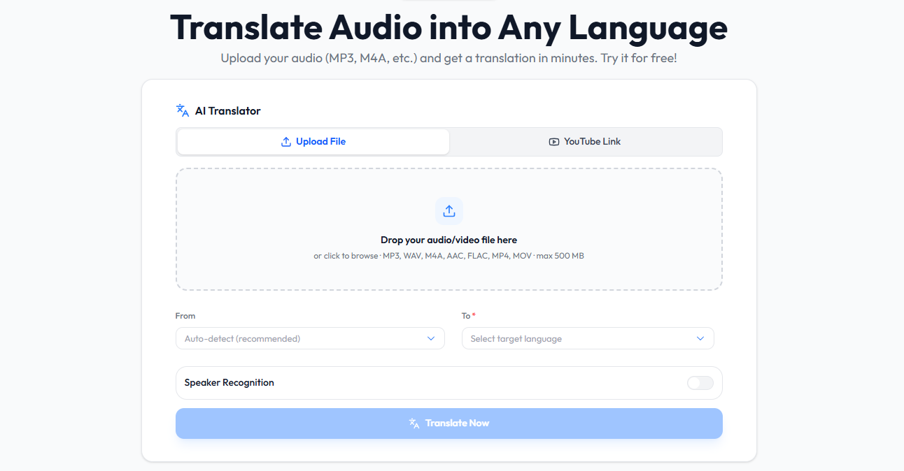 Step 3: Upload and Let It Auto-Detect the Language
