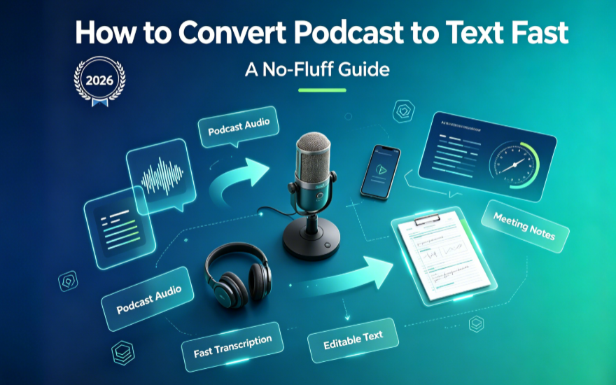Convert Podcast to Text Fast: A No-Fluff Guide in 2026
