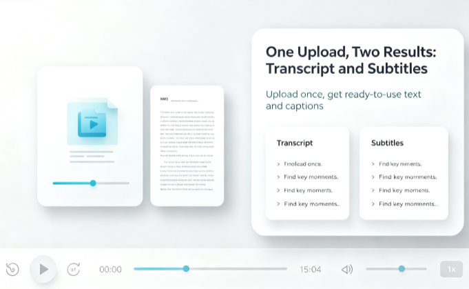 One Upload, Two Results: Transcript and Subtitles